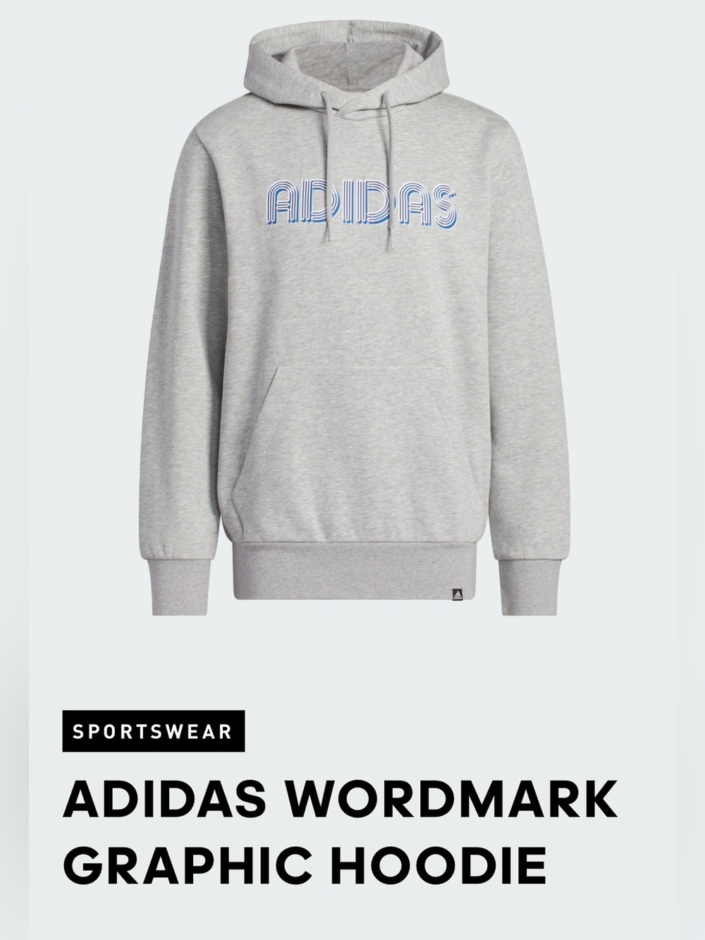 Adidas Wordmark Graphic Hoodie NWT Gray men’s size small